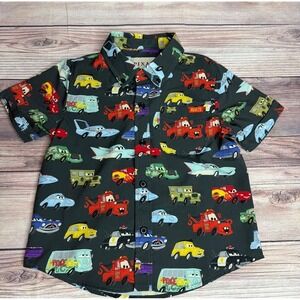 RSVLTS Disney Pixar Cars Cruisin Kunuflex Short Sleeve Button Down Shirt Kids 2Y